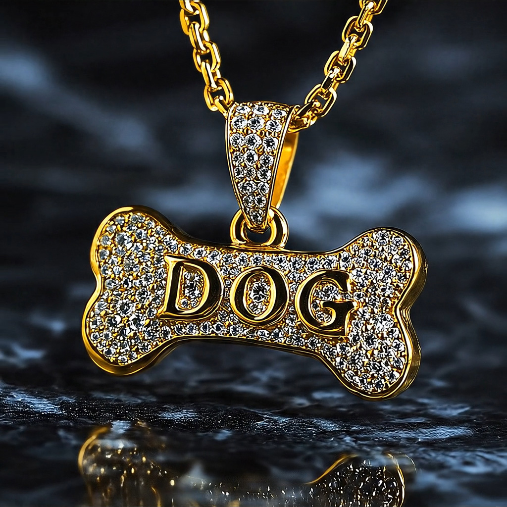 Iced Dog Bone Custom Letter Pendant Iced Dog Bone Custom Letter Pendant