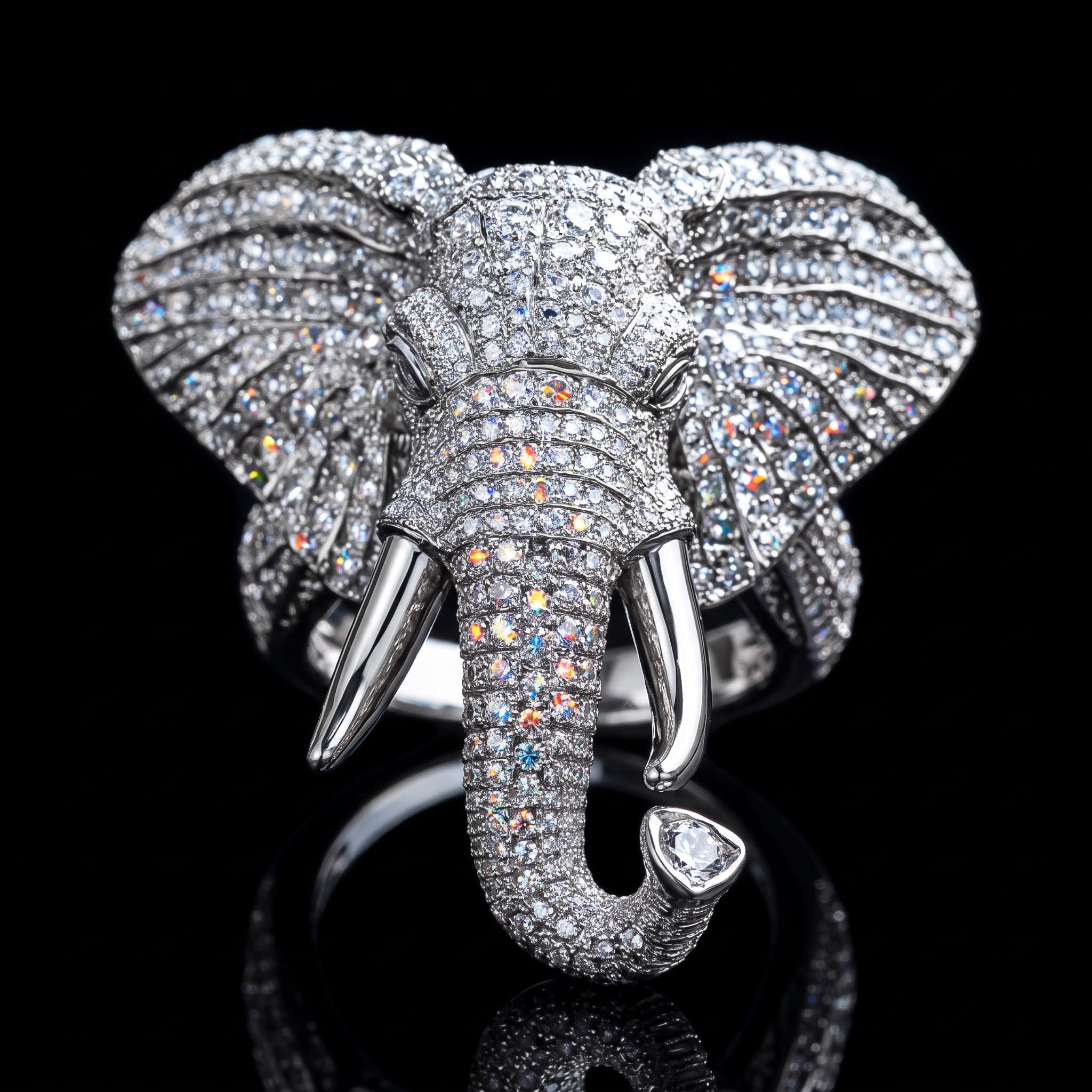 Iced Out Elephant Head Ring Iced Out Elephant Head Ring