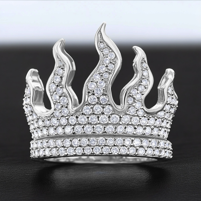 Full Iced Flame Ring