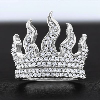 Full Iced Flame Ring