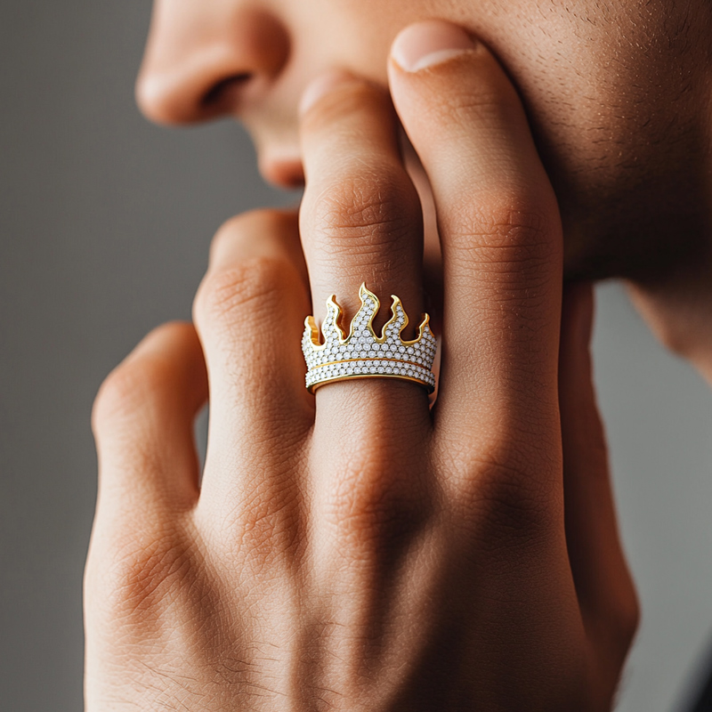 Full Iced Flame Ring