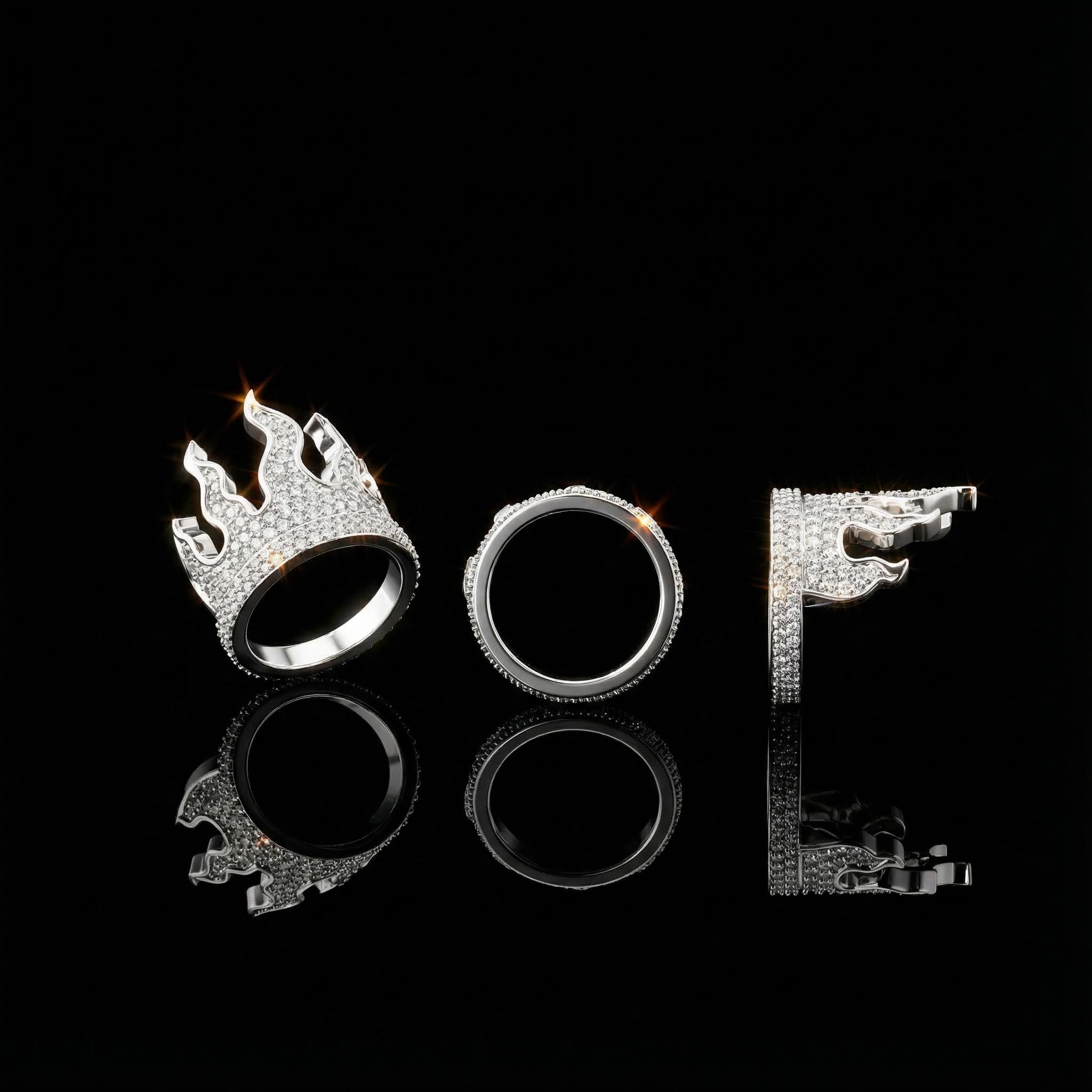 Full Iced Flame Ring Full Iced Flame Ring