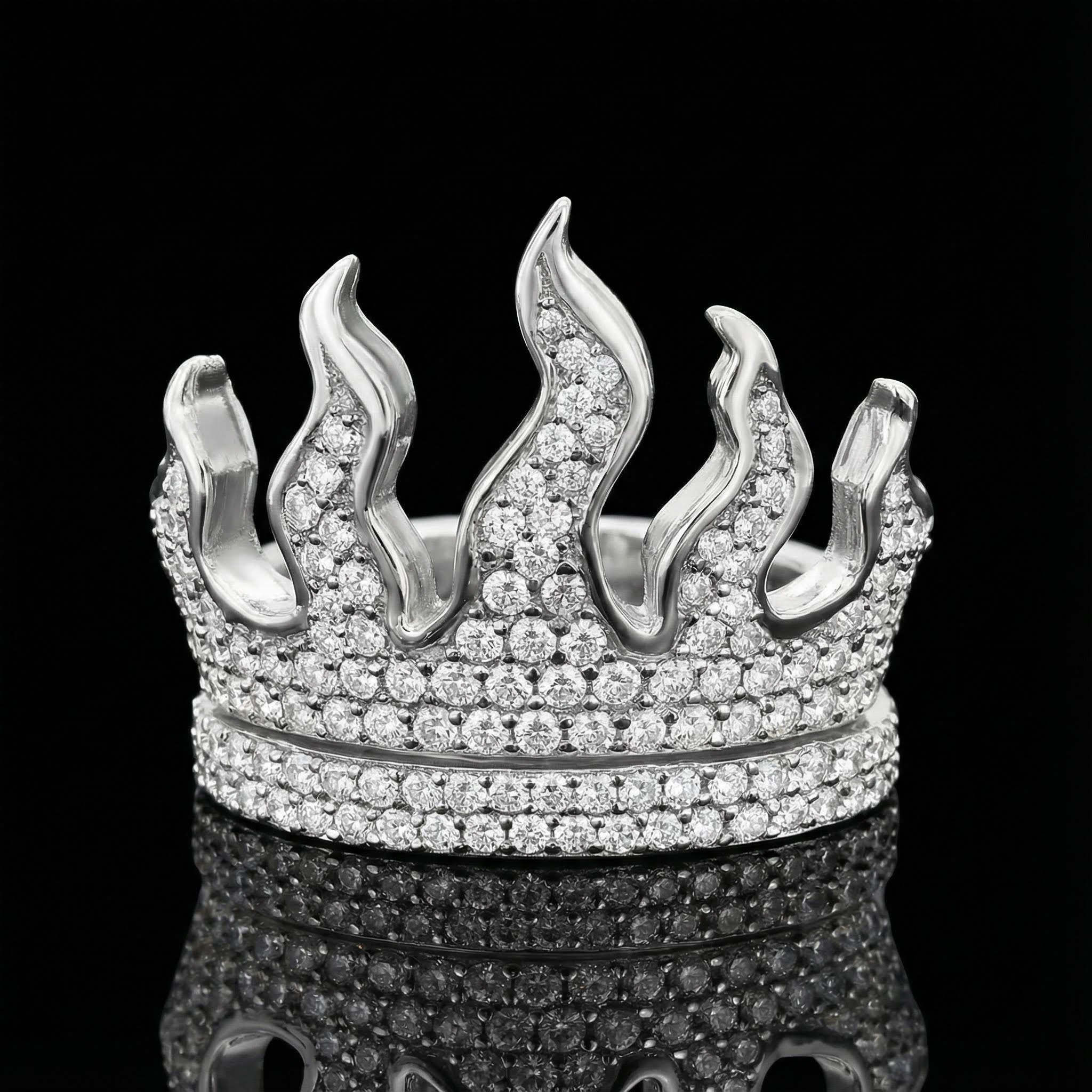 Full Iced Flame Ring Full Iced Flame Ring