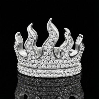 Full Iced Flame Ring