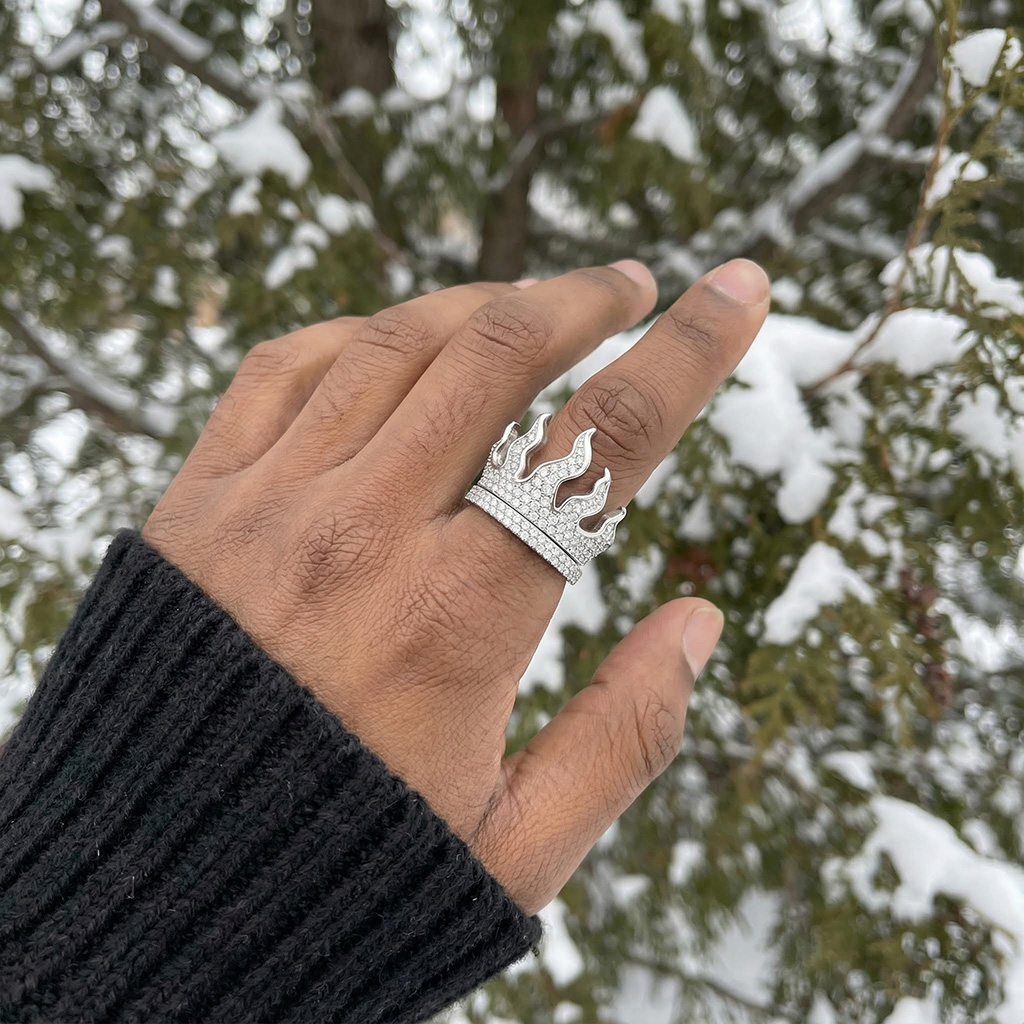 Full Iced Flame Ring Full Iced Flame Ring