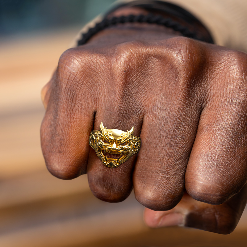 Japanese Hannya Mask Devil Oni Men's Ring