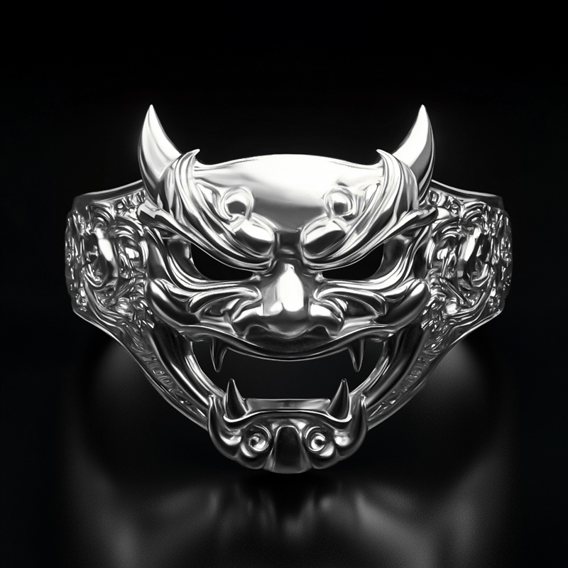 Japanese Hannya Mask Devil Oni Men's Ring