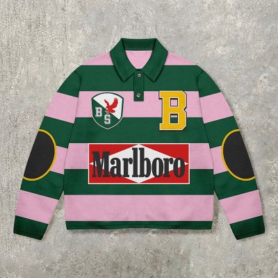 Striped Colorblock Polo T-Shirt