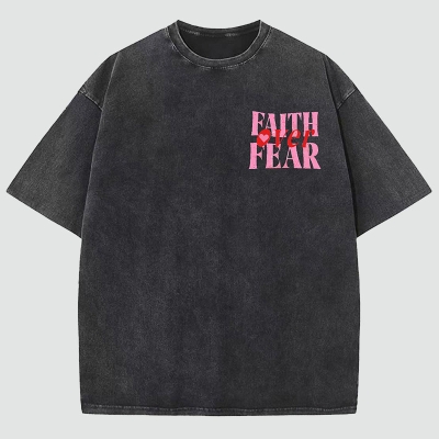 “Faith Over Fear”Unisex Washed T-Shirt