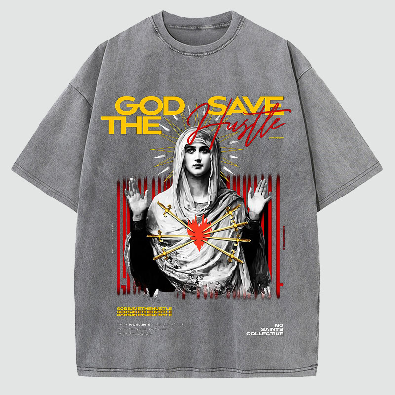 Our Lady Print Washed Cotton T-Shirt