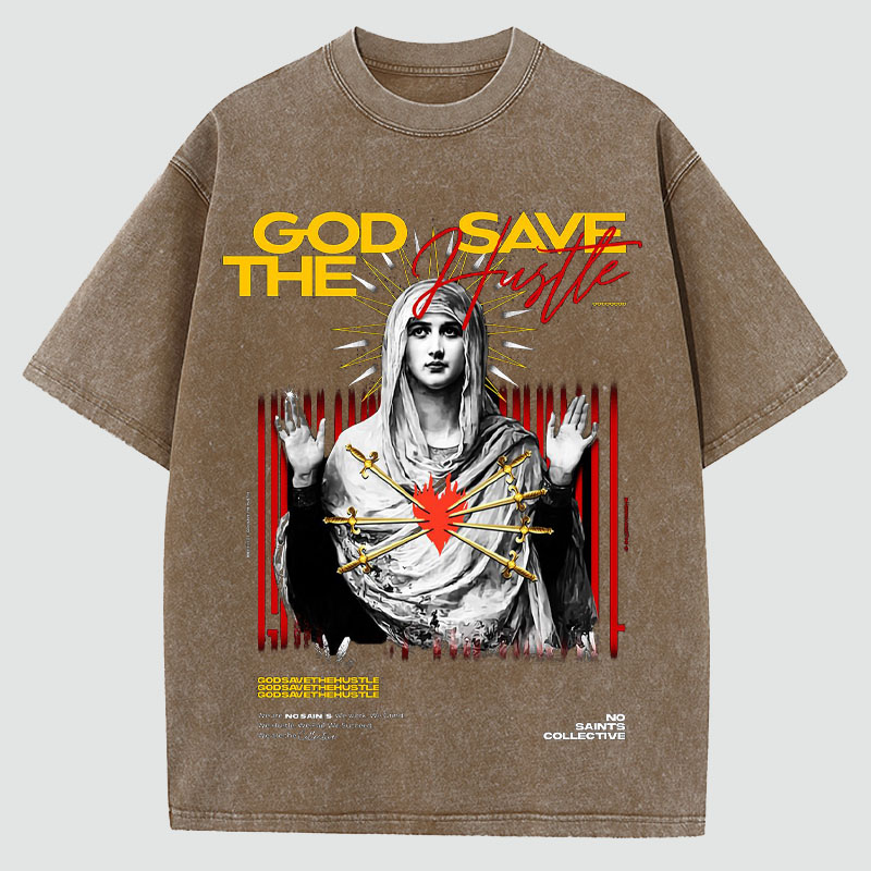 Our Lady Print Washed Cotton T-Shirt