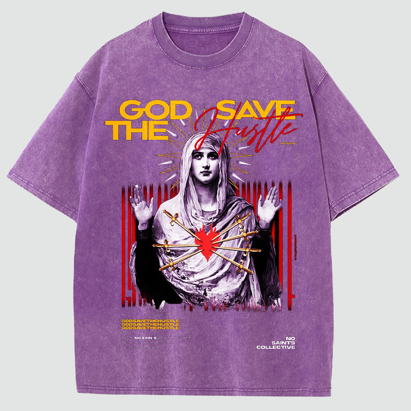 Our Lady Print Washed Cotton T-Shirt