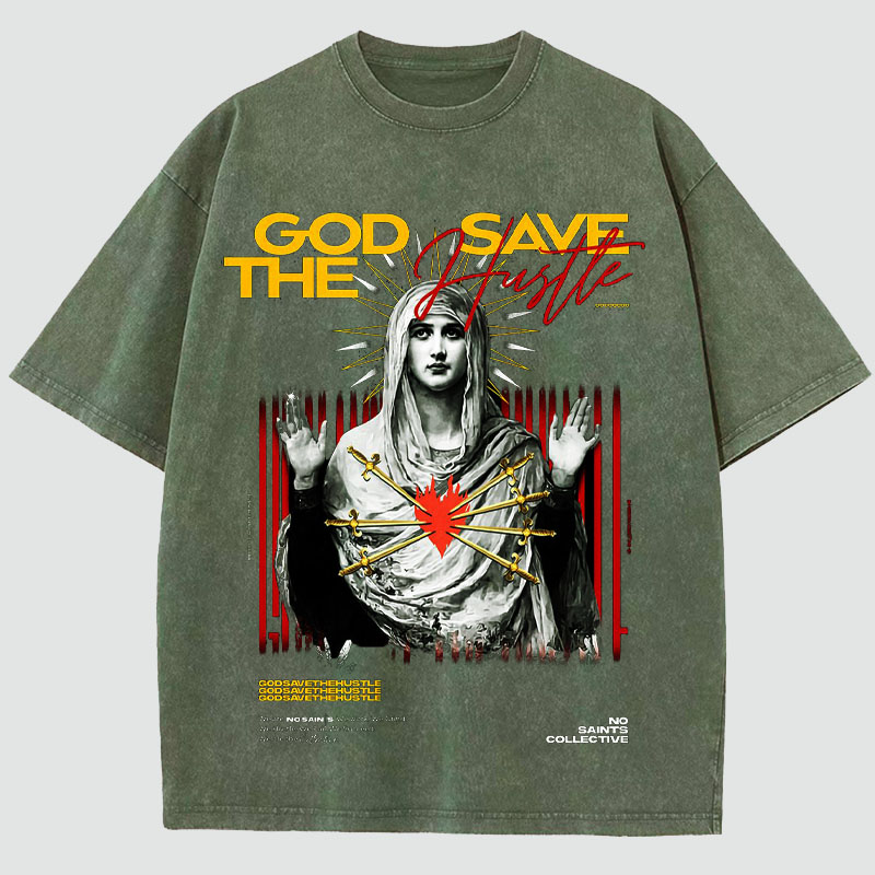 Our Lady Print Washed Cotton T-Shirt