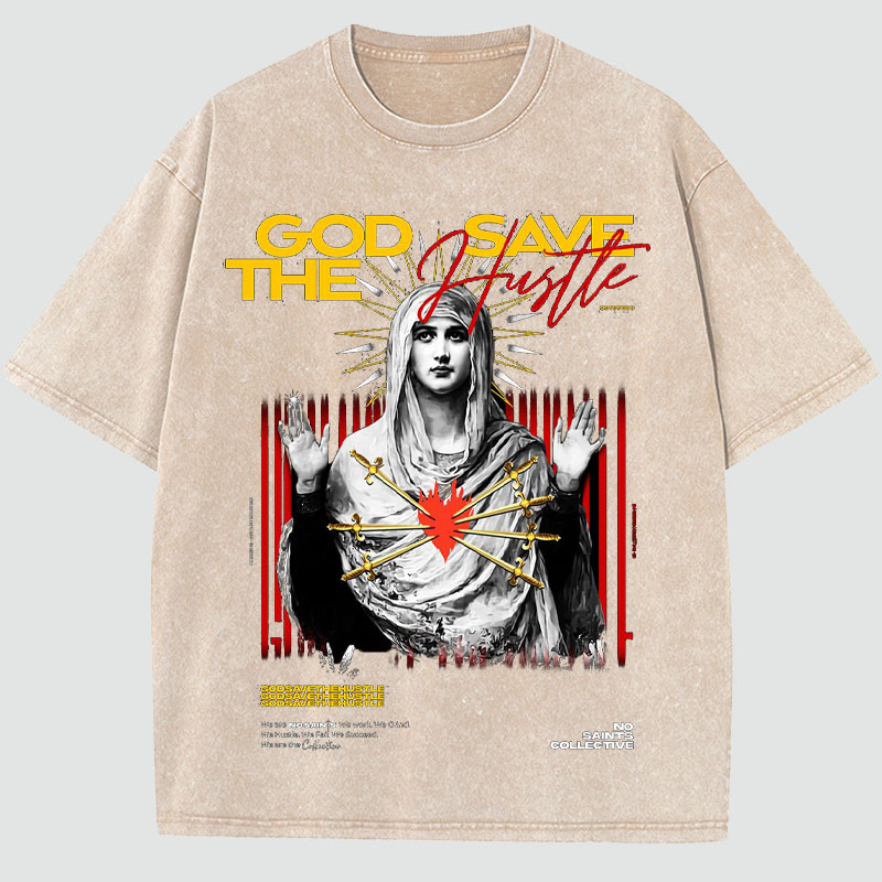 Our Lady Print Washed Cotton T-Shirt