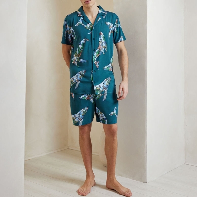 Coral Whale Print Shirt Set