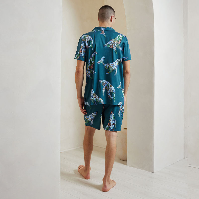 Coral Whale Print Shirt Set