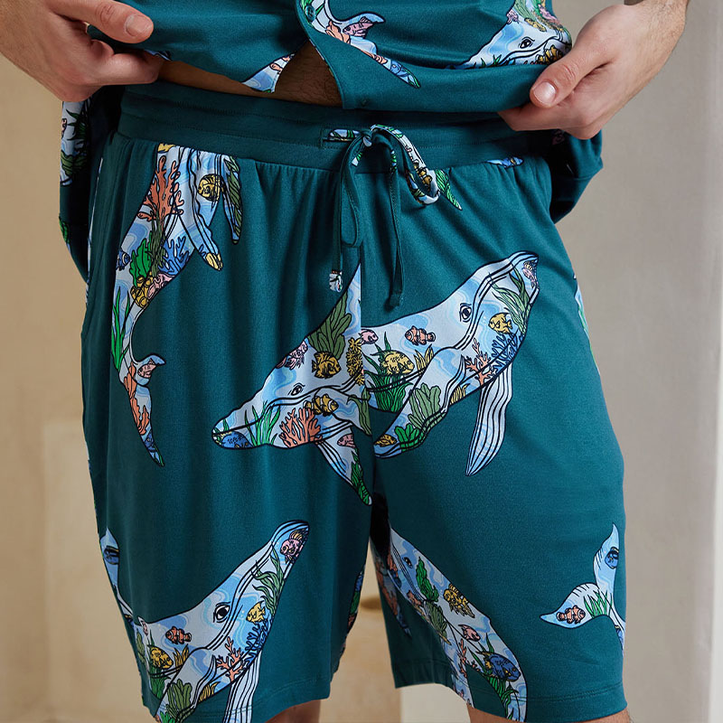 Coral Whale Print Shirt Set