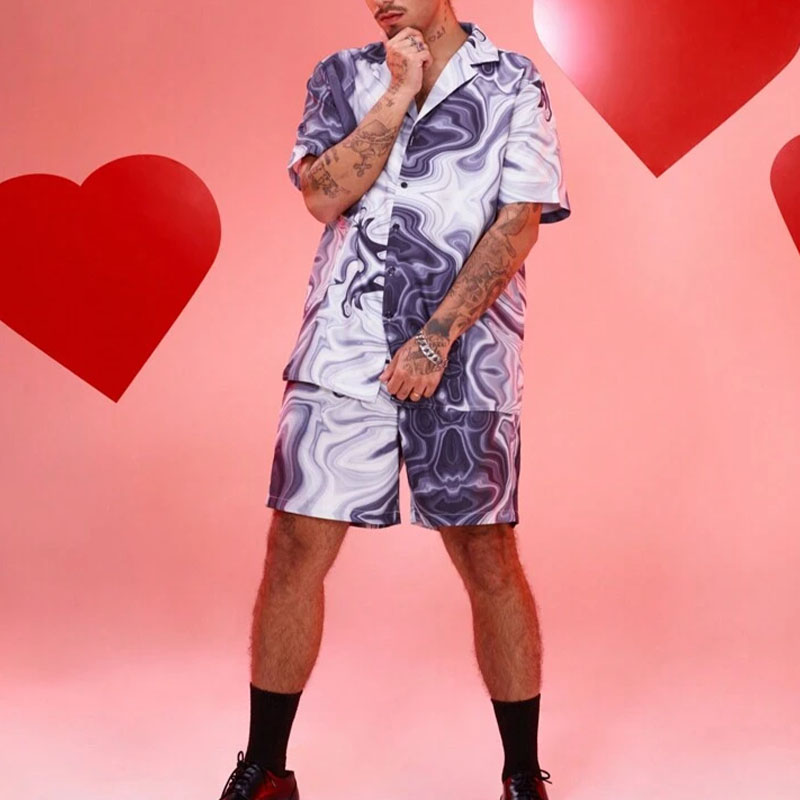 Marble Print Shirt Set