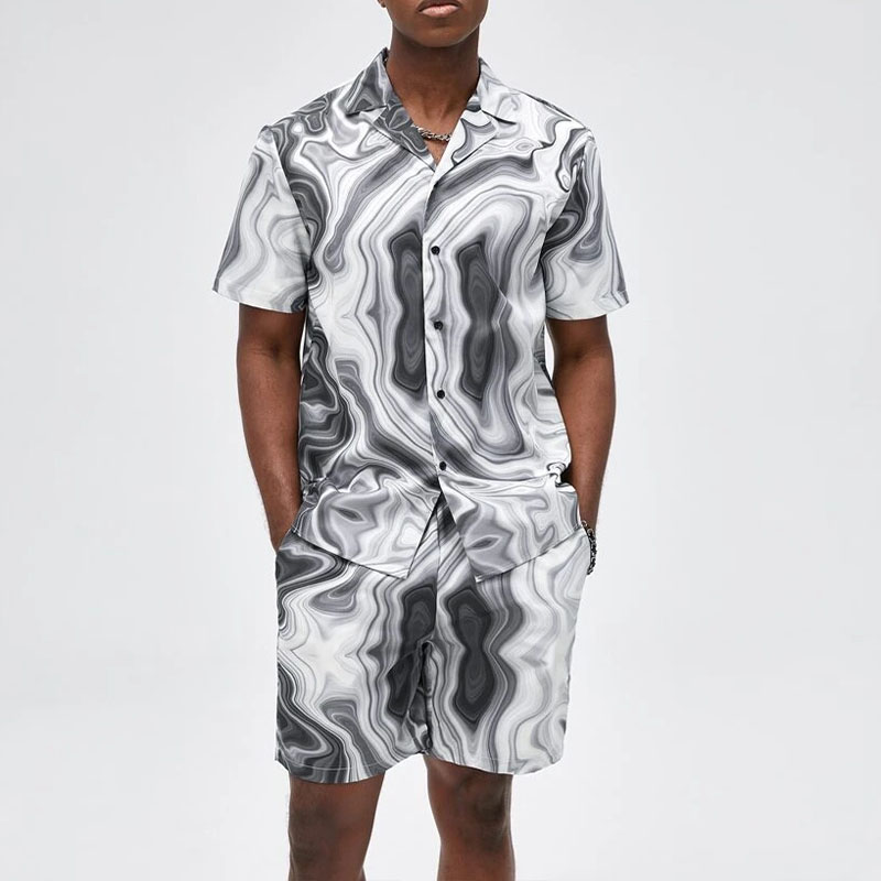 Marble Print Shirt Set