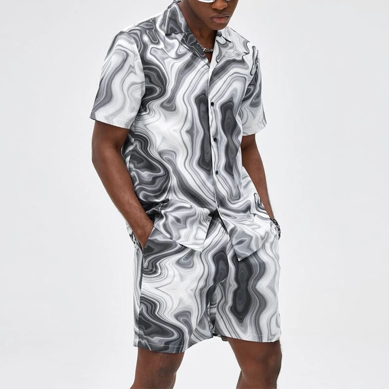 Marble Print Shirt Set