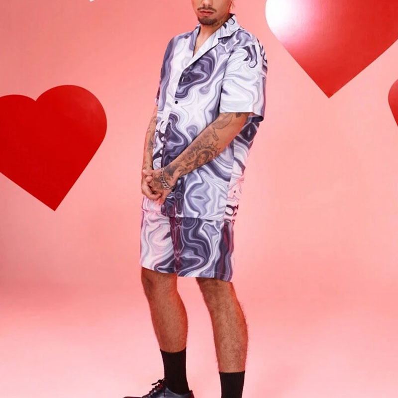 Marble Print Shirt Set