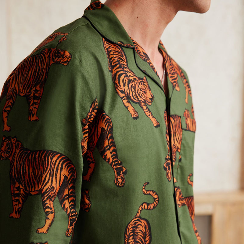 Tiger Print Long Shirt Set