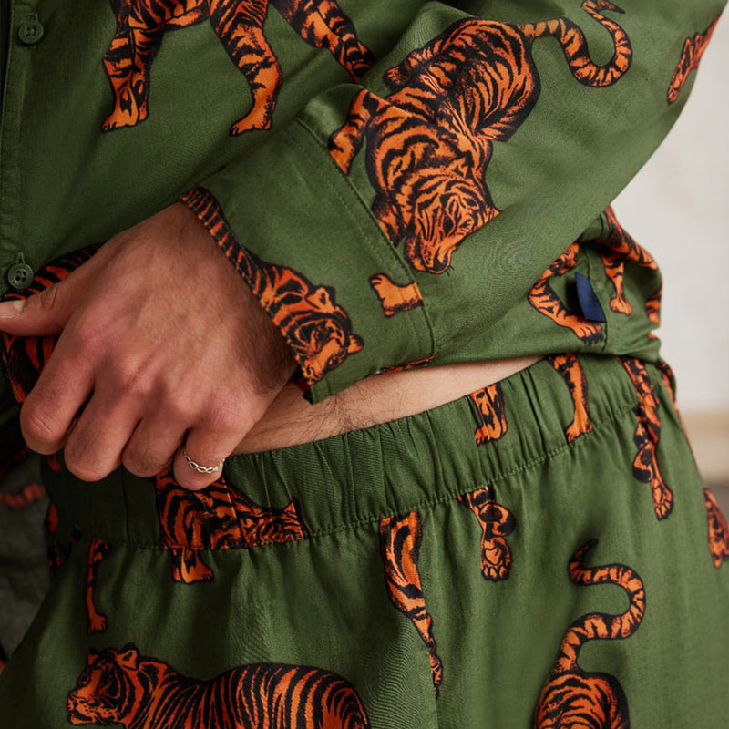 Tiger Print Long Shirt Set