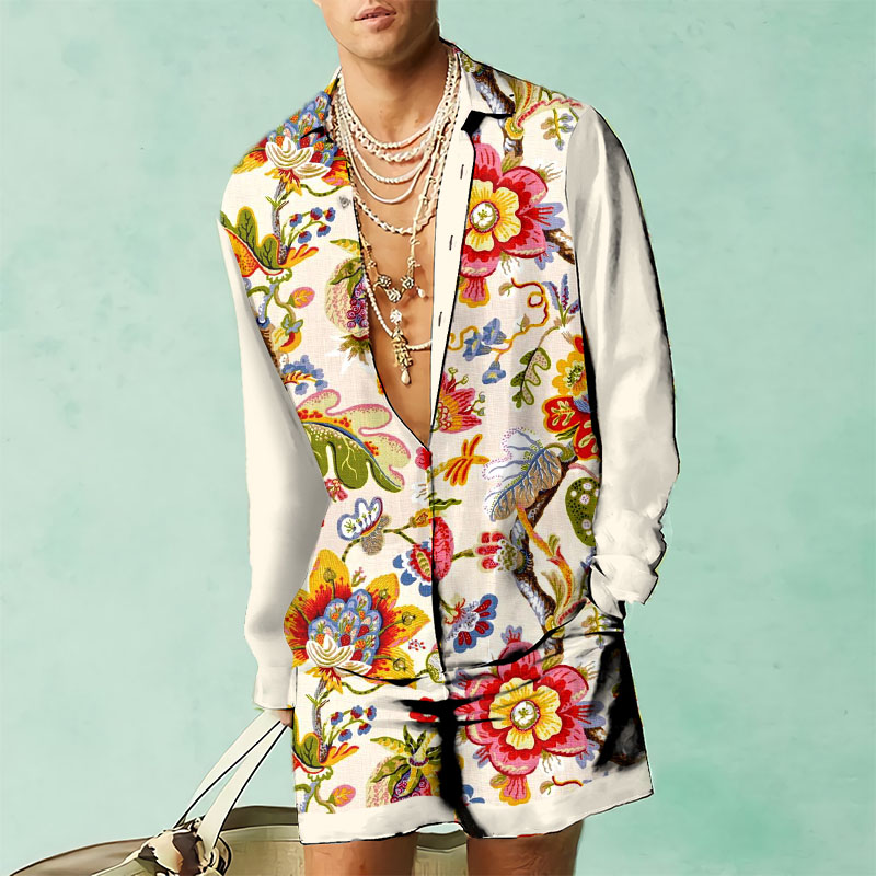 Floral Printed Vacation Shirt Set