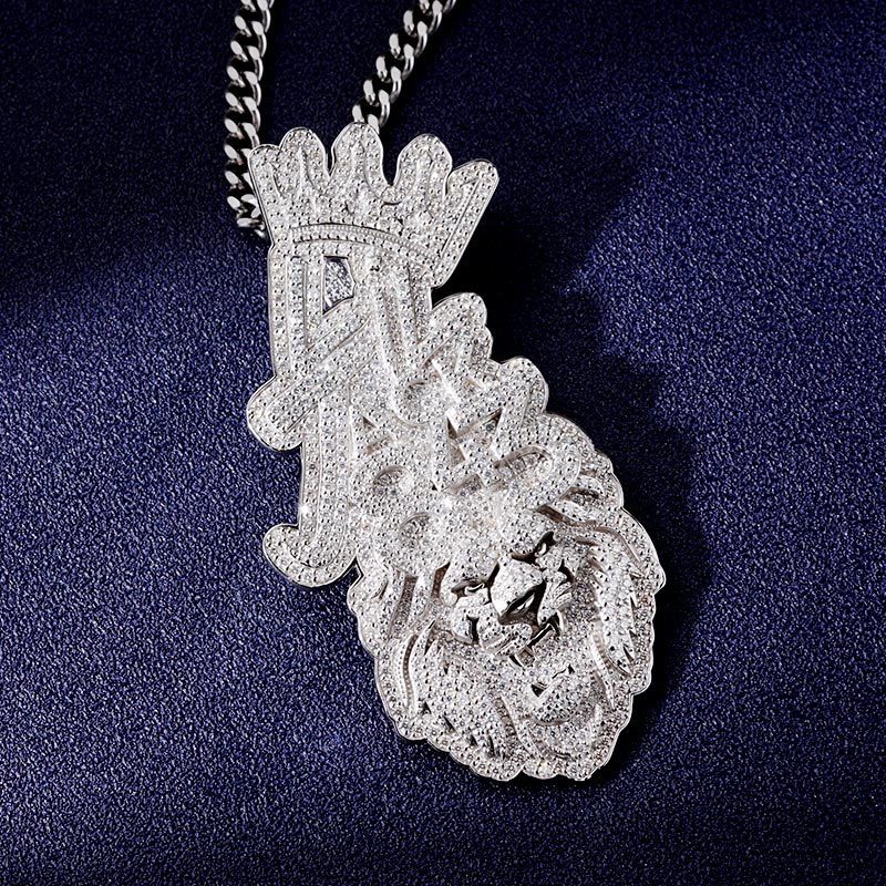 Custom VVS1 Moissanite Letter&Lion Pendant Deposit
