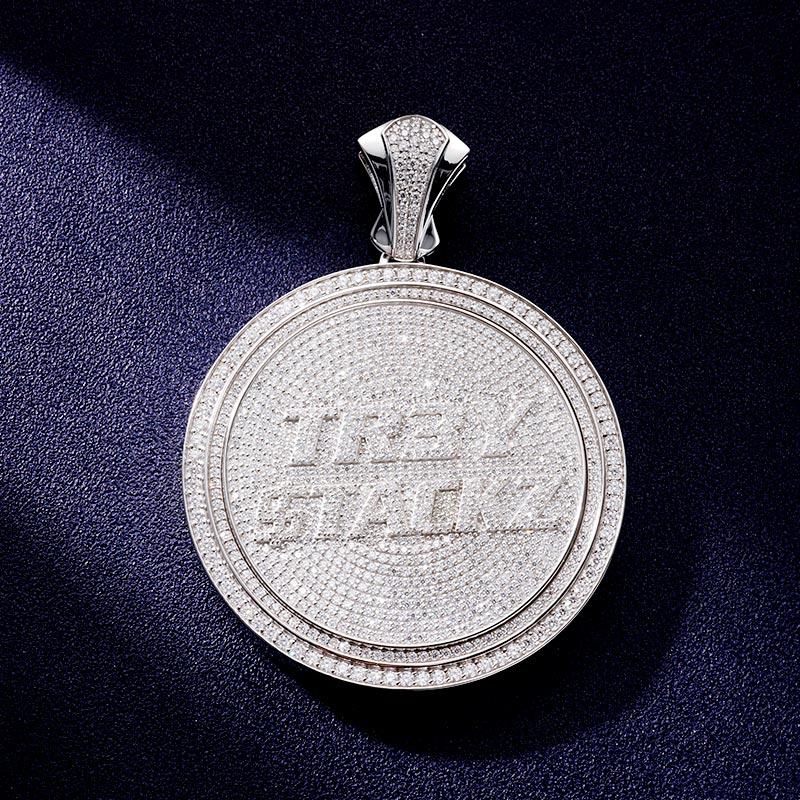Custom VVS1 Moissanite Medal Rotating Pendant Deposit