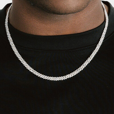 925S & VVS Moissanite 5mm Prong Cuban Link Chain