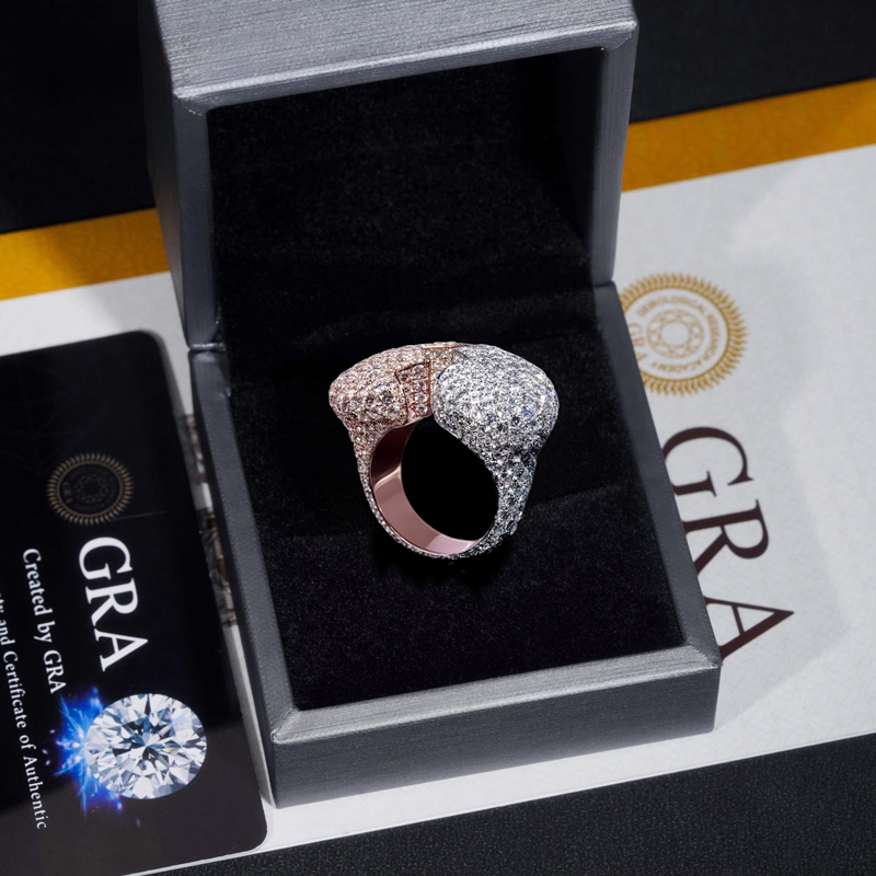 925S & VVS Moissanite Broken Heart Ring in White and Rose Gold