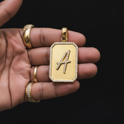 925S & VVS Moissanite A-Z Initial Letter Pendant in Gold