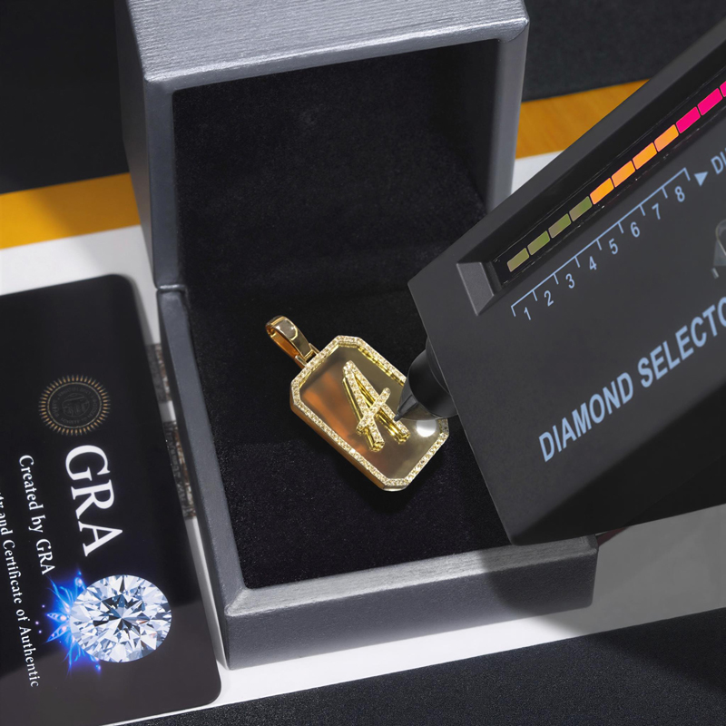 925S & VVS Moissanite A-Z Initial Letter Pendant in Gold
