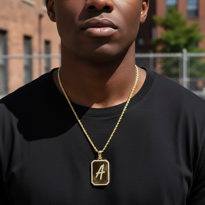 925S & VVS Moissanite A-Z Initial Letter Pendant in Gold