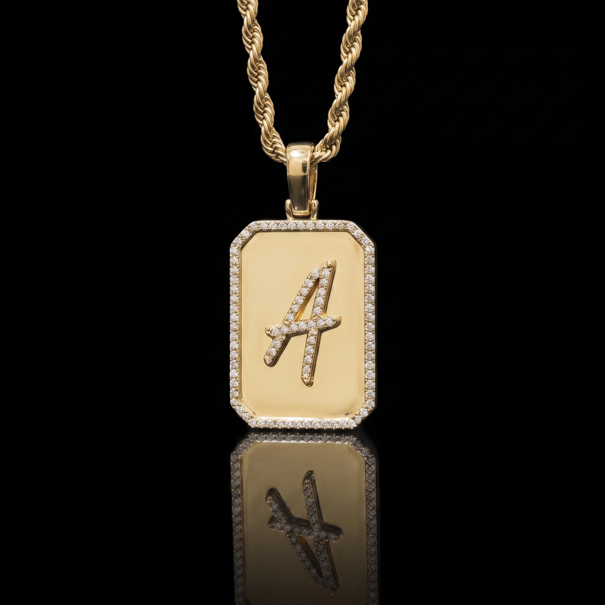 925 Silver & VVS1 Moissanite A-Z Initial Letter Pendant in Gold