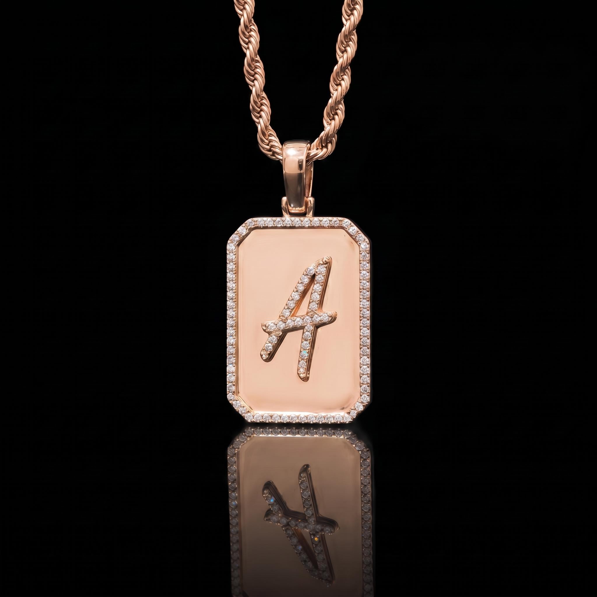 925 Silver & VVS1 Moissanite A-Z Initial Letter Pendant in Gold