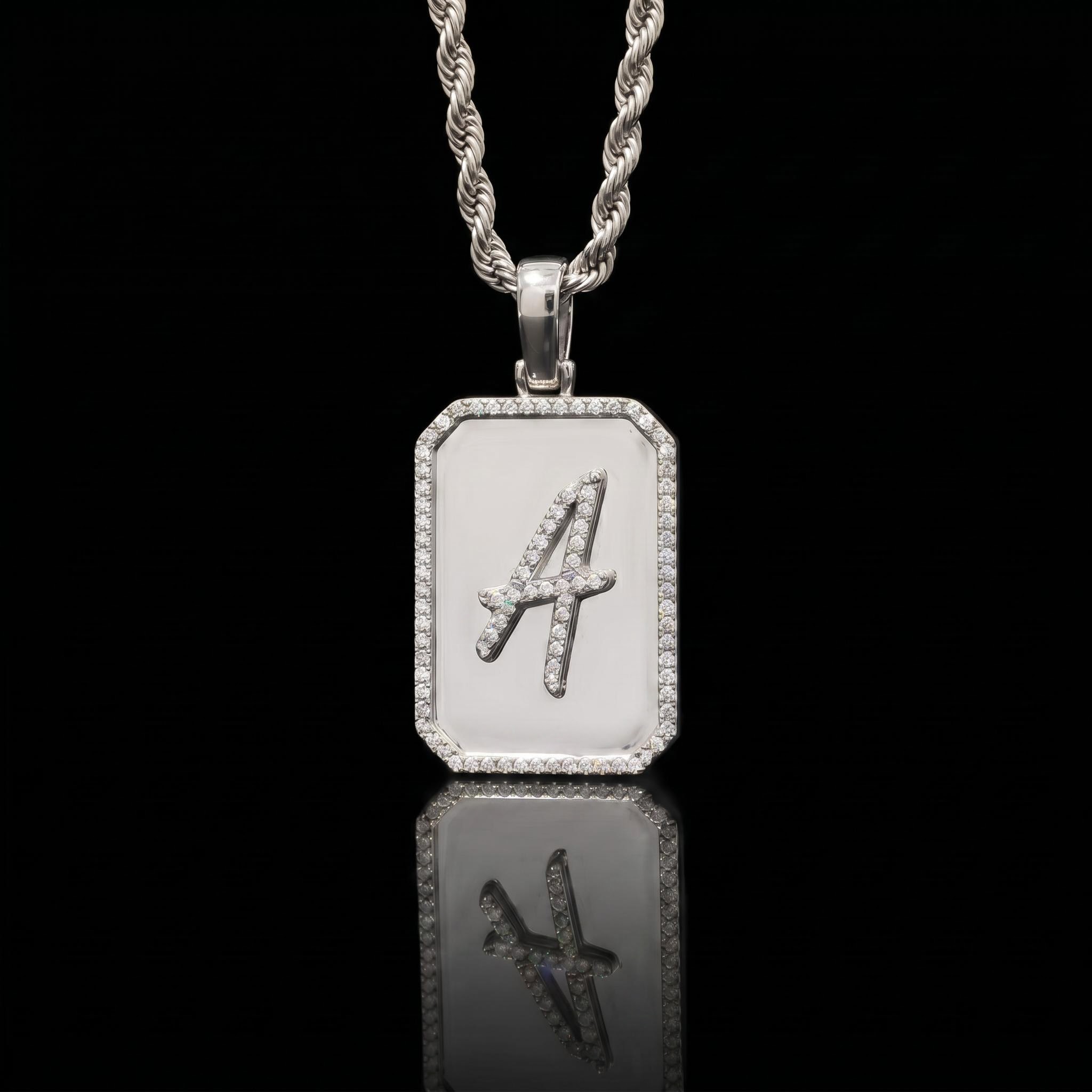925 Silver & VVS1 Moissanite A-Z Initial Letter Pendant in Gold