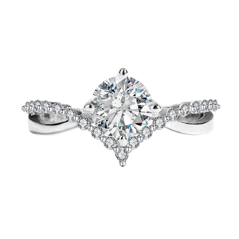 925S & VVS Moissanite 1CT Round Cut Twisted Engagement Ring