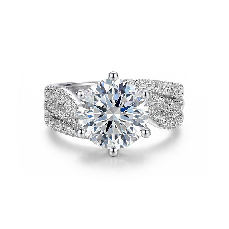 925S & VVS Moissanite 3CT/5CT Brilliant Round Cut Wedding Engagement Ring