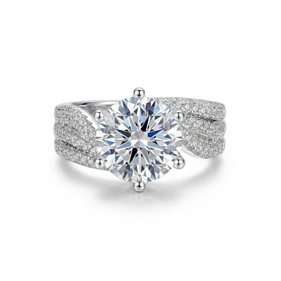 925S & VVS Moissanite 3CT/5CT Brilliant Round Cut Wedding Engagement Ring