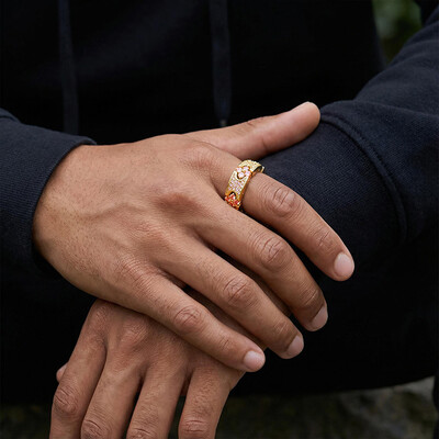 Iced Micro Paved Pink Stone Four Leaf Clover Ring