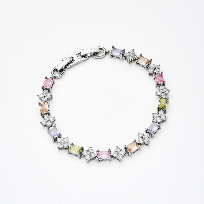 Multi Colored Gemstone Motif Bracelet