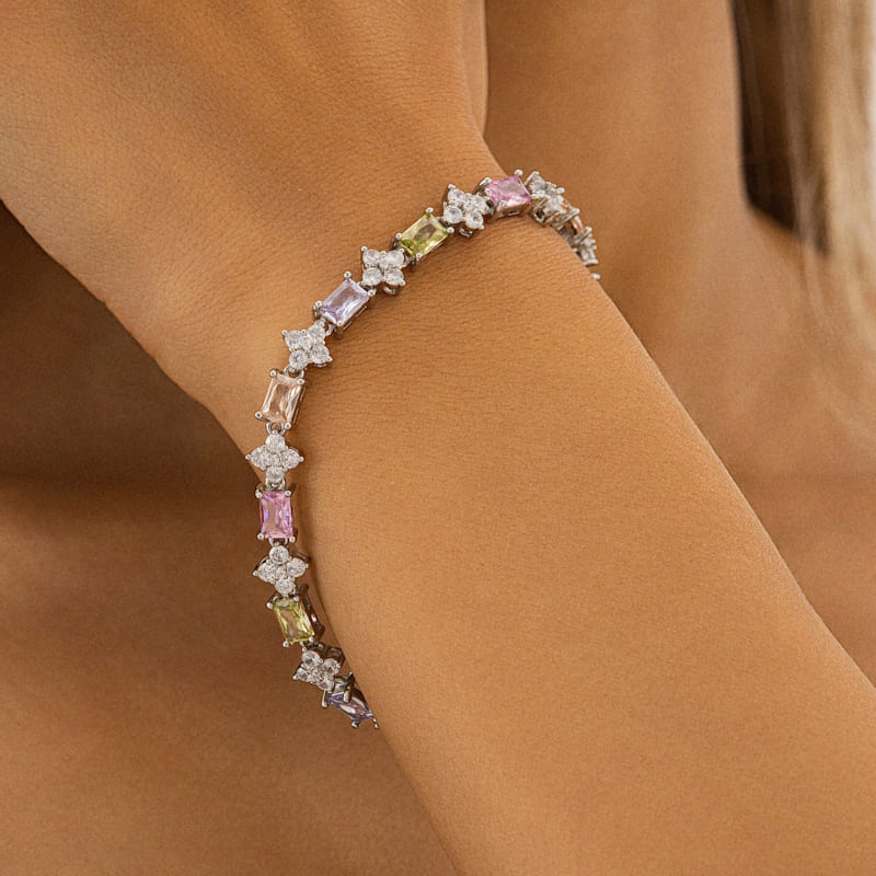 Multi Colored Gemstone Motif Bracelet