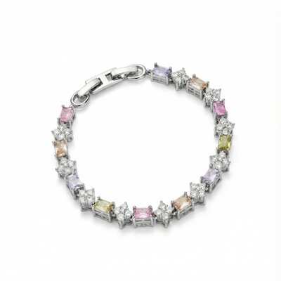 Multi Colored Gemstone Motif Bracelet