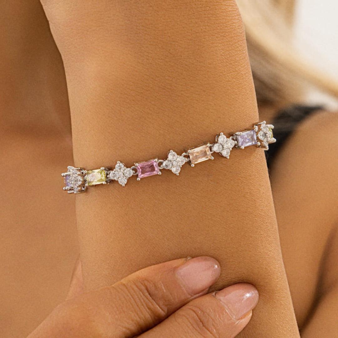 Multi Colored Gemstone Motif Bracelet