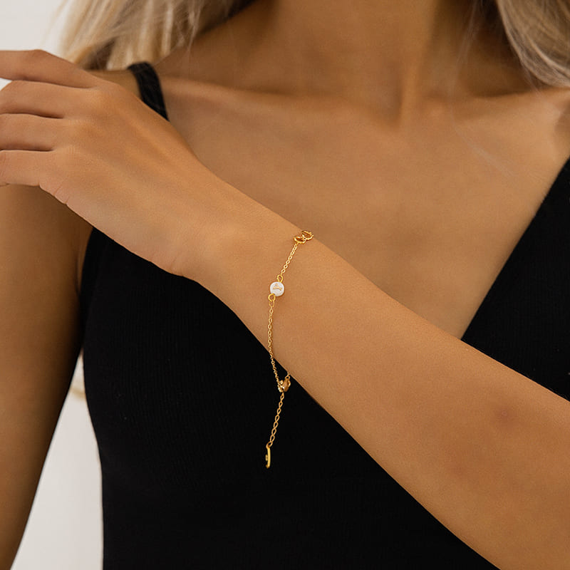 Infinity Symbol & Colorful Heart Gemstone Bracelet with Letter Infinity Symbol & Colorful Heart Gemstone Bracelet with Letter