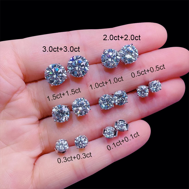 0.1CT/0.3CT/0.5CT/1CT/1.5CT/2CT/3CT Round Cut Moissanite Earrings 0.1CT/0.3CT/0.5CT/1CT/1.5CT/2CT/3CT Round Cut Moissanite Earrings