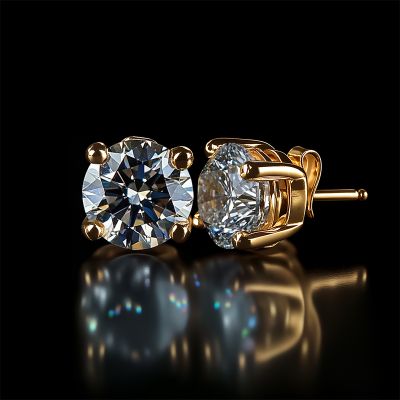 0.1CT/0.3CT/0.5CT/1CT/1.5CT/2CT/3CT Round Cut Moissanite Earrings