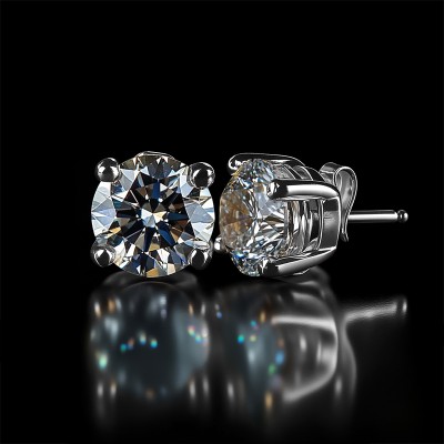 0.1CT/0.3CT/0.5CT/1CT/1.5CT/2CT/3CT Round Cut Moissanite Earrings